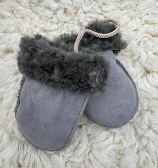 SHEEPSJOP BABYWANTEN LEER MET LAMSVACHT VOERING UNISEX 12-24 MAANDEN MET KOORD 22